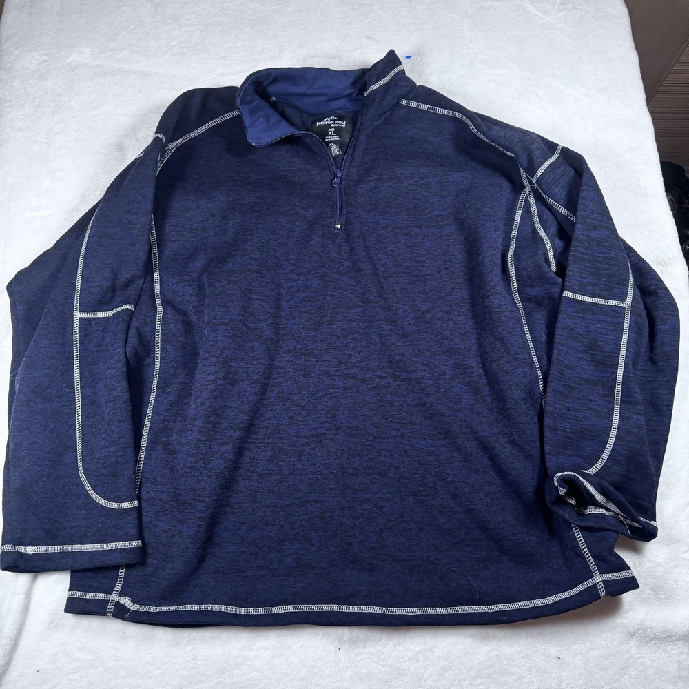 Jackson Hole Sweatshirt Mens XL‎ Blue Quarter Zip Pullover Contrast Stitching
